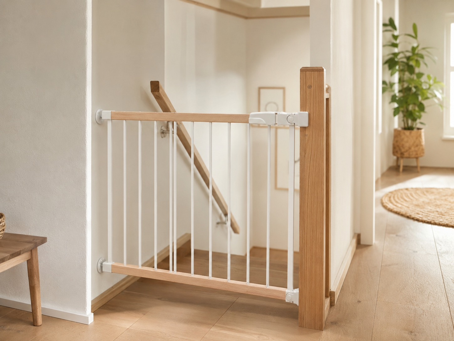 Barrière de sécurité installée devant un escalier